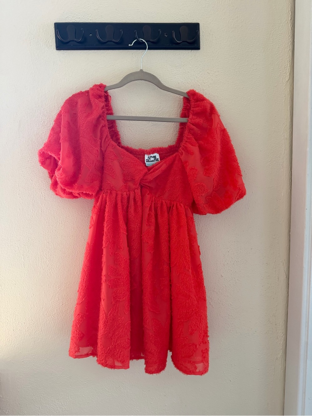 Red Puff-Sleeve Dress